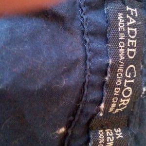 Faded Glory Dark Blue cotton button up blouse for spring layering. Size 3x.